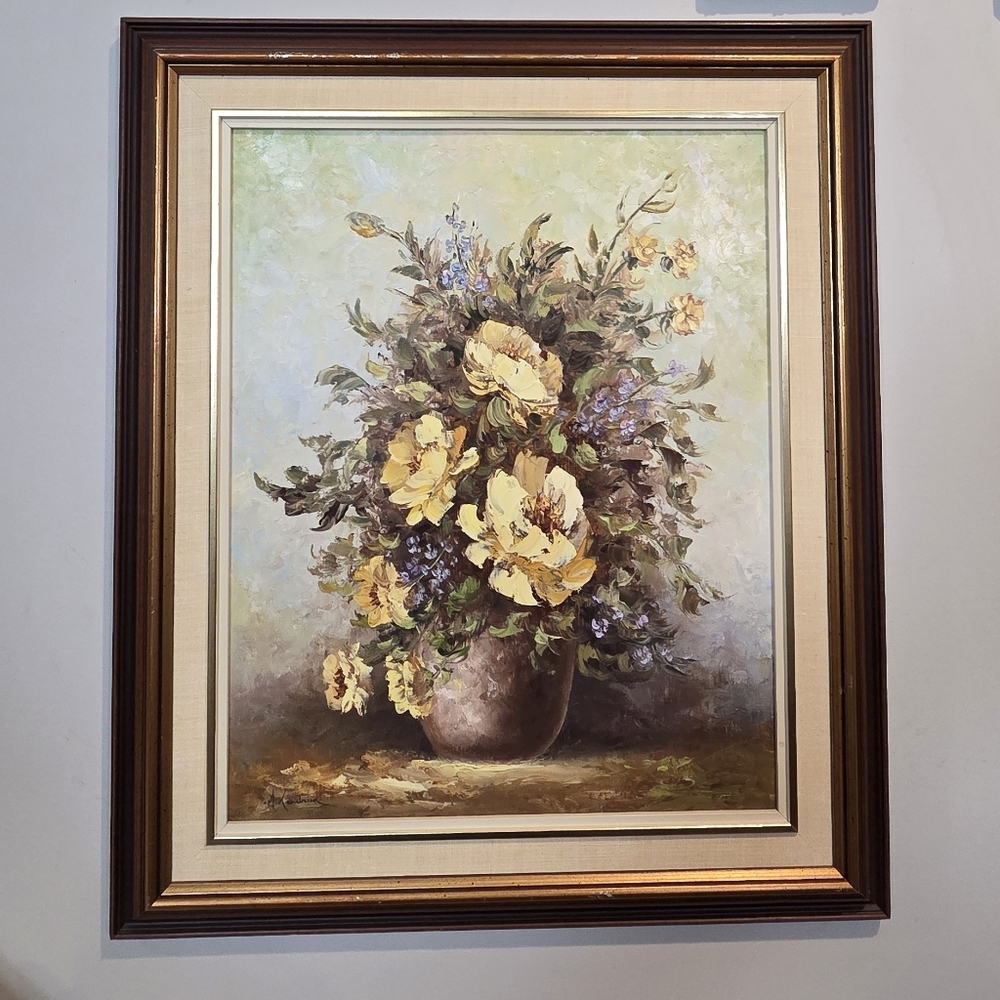 Original Mary Kendrick Oil Painting | Yellow Floral Still Life | Palette Knife - Picture 1 of 15